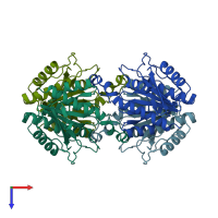 PDB entry 1z8x coloured by chain, top view.