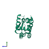 PDB entry 1z91 coloured by chain, side view.