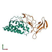 PDB entry 1z92 coloured by chain, front view.