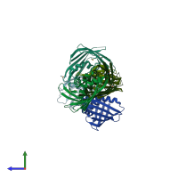 PDB entry 1z94 coloured by chain, side view.