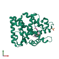 PDB entry 1z95 coloured by chain, front view.