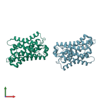 PDB entry 1z98 coloured by chain, front view.