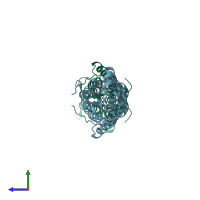 PDB entry 1z98 coloured by chain, side view.