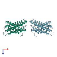 PDB entry 1z98 coloured by chain, top view.