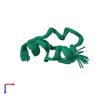 PDB entry 1z99 coloured by chain, ensemble of 20 models, top view.