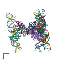 PDB entry 1z9c coloured by chain, top view.