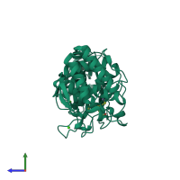 PDB entry 1z9g coloured by chain, side view.