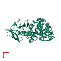 PDB entry 1z9g coloured by chain, top view.