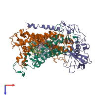 PDB entry 1z9k coloured by chain, top view.