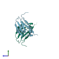 PDB entry 1z9m coloured by chain, side view.