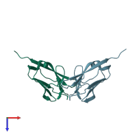 PDB entry 1z9m coloured by chain, top view.