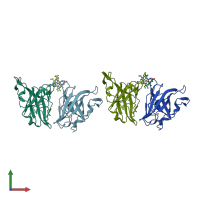 PDB entry 1z9n coloured by chain, front view.