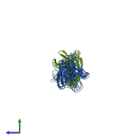 PDB entry 1z9n coloured by chain, side view.