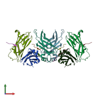 PDB entry 1z9o coloured by chain, front view.