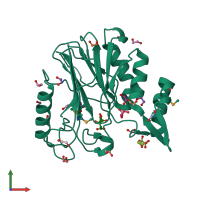 PDB entry 1z9t coloured by chain, front view.