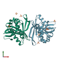 PDB entry 1z9u coloured by chain, front view.