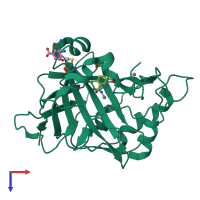 PDB entry 1z9y coloured by chain, top view.