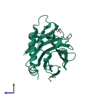 PDB entry 1za4 coloured by chain, side view.