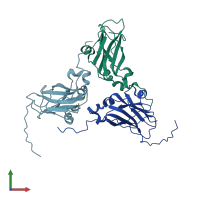 PDB entry 1za7 coloured by chain, front view.