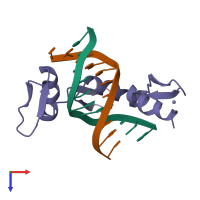 PDB entry 1zaa coloured by chain, top view.