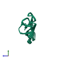 PDB entry 1zad coloured by chain, ensemble of 20 models, side view.