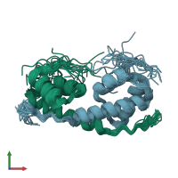 PDB entry 1zae coloured by chain, ensemble of 25 models, front view.