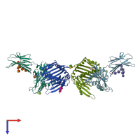 PDB entry 1zag coloured by chain, top view.