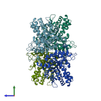 PDB entry 1zai coloured by chain, side view.