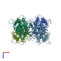 PDB entry 1zai coloured by chain, top view.