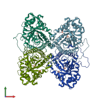 PDB entry 1zal coloured by chain, front view.