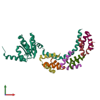 PDB entry 1zav coloured by chain, front view.