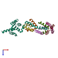 PDB entry 1zav coloured by chain, top view.