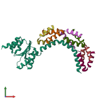 PDB entry 1zax coloured by chain, front view.