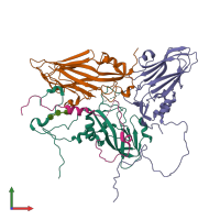 PDB entry 1zba coloured by chain, front view.