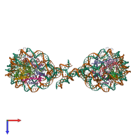 PDB entry 1zbb coloured by chain, top view.