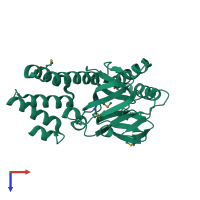 PDB entry 1zbp coloured by chain, top view.