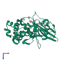 PDB entry 1zc0 coloured by chain, top view.