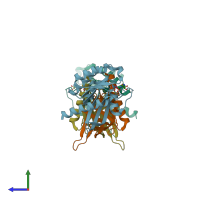 PDB entry 1zc3 coloured by chain, side view.