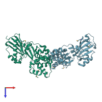 PDB entry 1zc6 coloured by chain, top view.