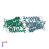 PDB entry 1zcd coloured by chain, top view.