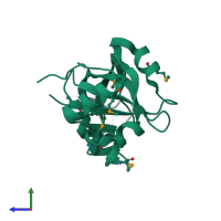 PDB entry 1zce coloured by chain, side view.