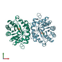 PDB entry 1zco coloured by chain, front view.