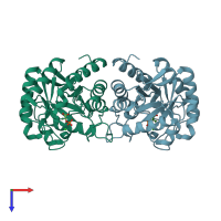 PDB entry 1zco coloured by chain, top view.