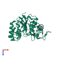PDB entry 1zcv coloured by chain, top view.