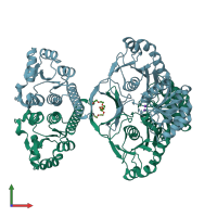 PDB entry 1zcz coloured by chain, front view.