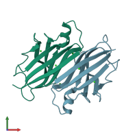 PDB entry 1zd6 coloured by chain, front view.