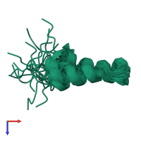 PDB entry 1zda coloured by chain, ensemble of 24 models, top view.