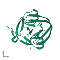 PDB entry 1zde coloured by chain, front view.