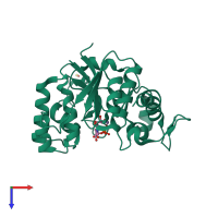 PDB entry 1zdg coloured by chain, top view.