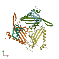 PDB entry 1zdh coloured by chain, front view.